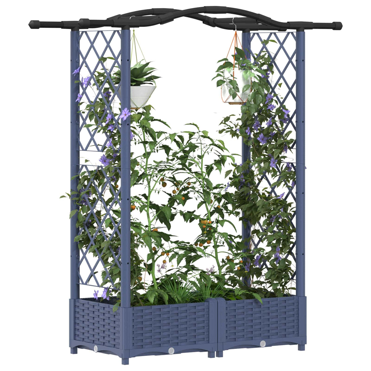 Cama Elevada Con Trellis Y Techo Gris 124 X 40 X 123 Cm Pp_2