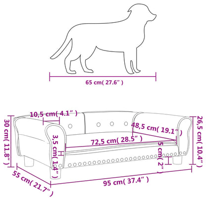 Cama Para Perros De Terciopelo Gris Claro 95x55x30 Cm / Vetonek_3