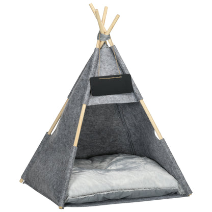 Pawhut Tipi Tienda Para Mascotas Cojín Extraíble Lavable Fieltro Madera_0