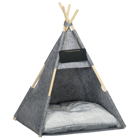 Pawhut Tipi Tienda Para Mascotas Cojín Extraíble Lavable Fieltro Madera_0
