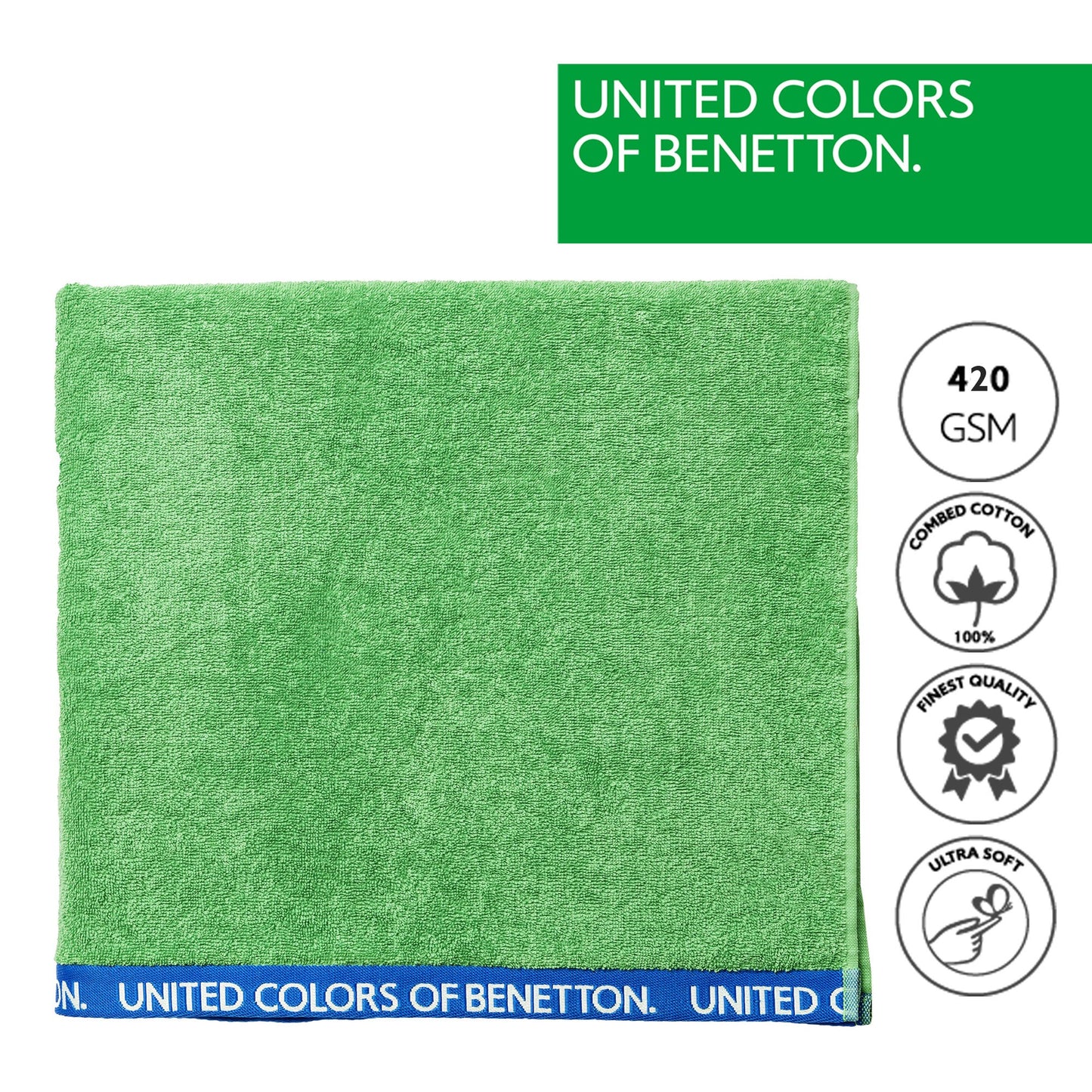 Toalla De Playa 90x160cm 380gsm 100% Algodón Velour Verde Rainbow_1