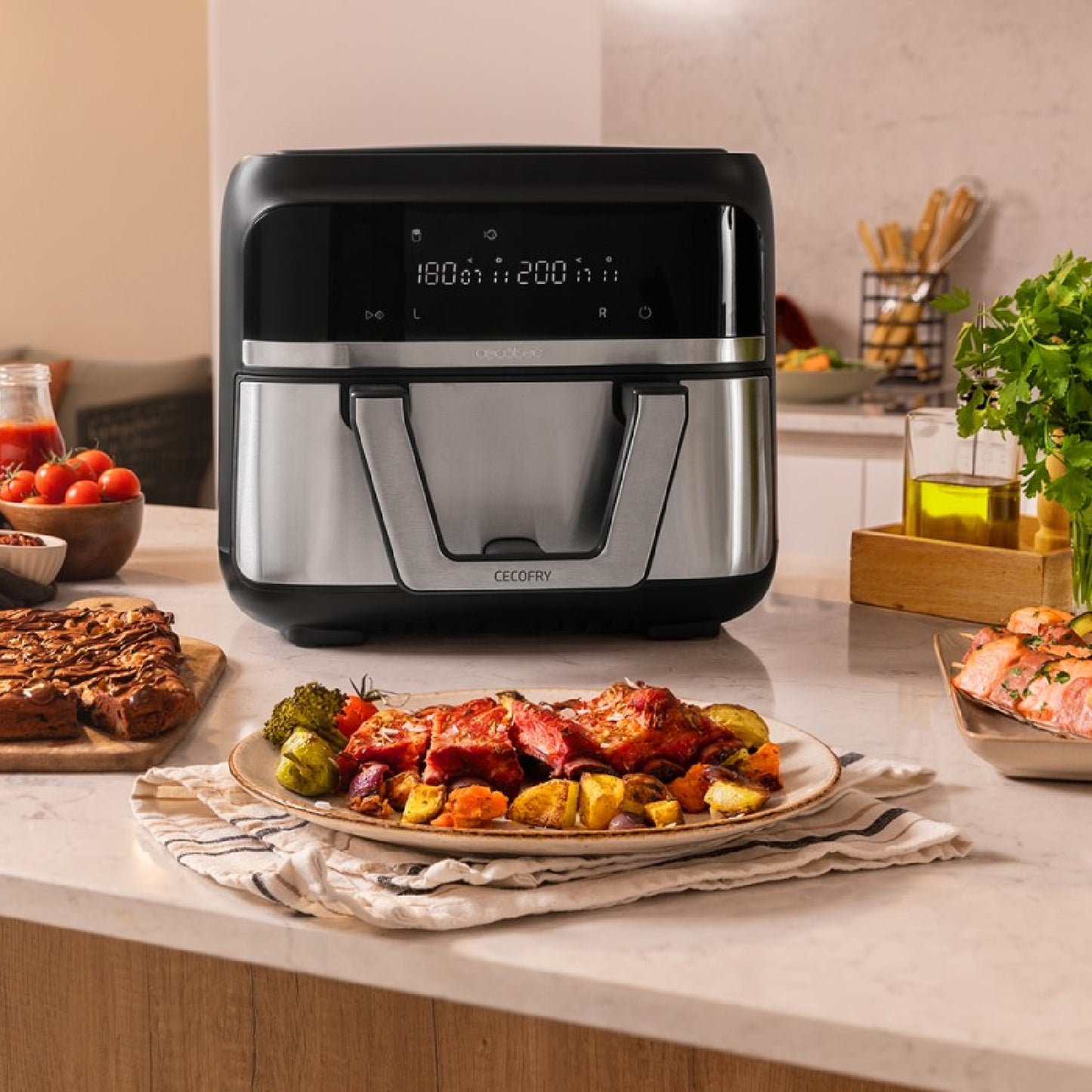 Freidora De Aire Sin Aceite De 9 L Cecofry Dual 9000 Air Fryer. 2850 W, Digital Y Compacta, Temperatura Dual, Tecnología Perfectcook, Opción De Divi_3