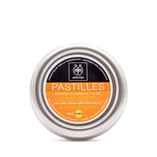 Pastilhas Apivita Alcaçuz e Própolis para Dor de Garganta e Tosse 45g