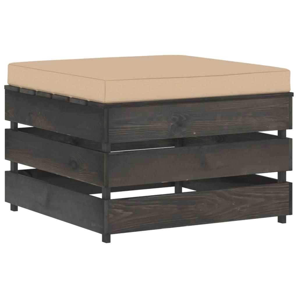 Muebles De Jardín 3 Piezas Con Cojines Madera Impregnada Gris / Vetonek_3