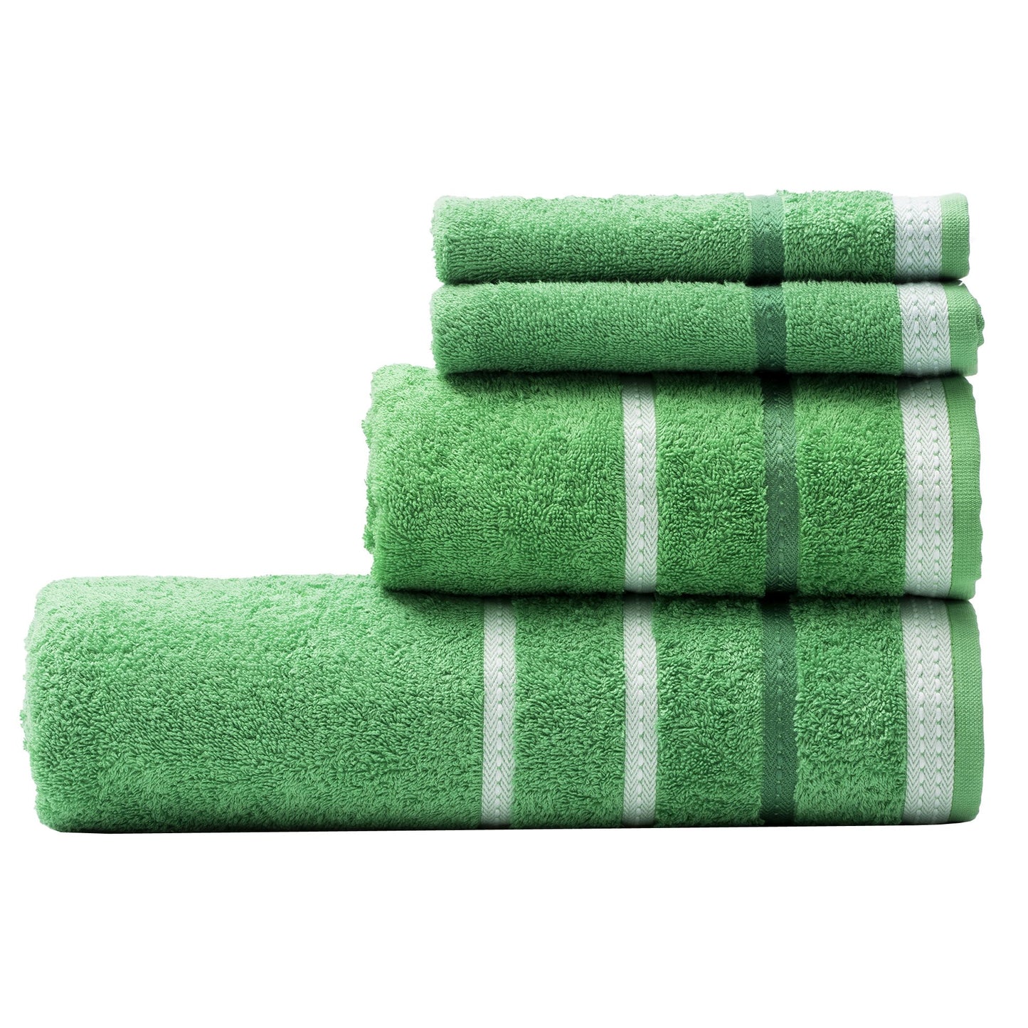 Set 4pc Toalla De Baño (1pc Toalla 50x90 + 1pc Toalla 70x140 Cm + 2pc Guantes De Ducha 15x21cm) 100% Algodón 450gsm Verde Rainbow_3
