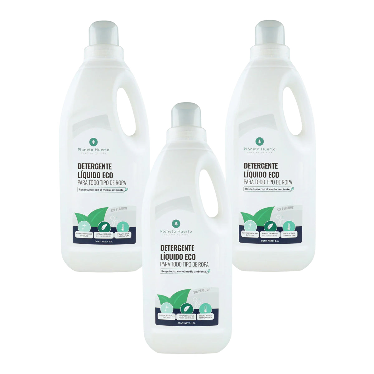 Pack de 3 Detergentes Líquidos para Roupa Planeta Huerto ECO Sem Perfume 1,5 Litros