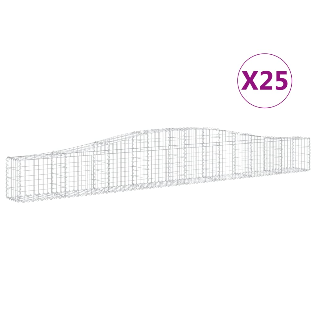 Cestas De Gaviones 25 Uds Forma De Arco Hierro 400x30x40/60 Cm_0