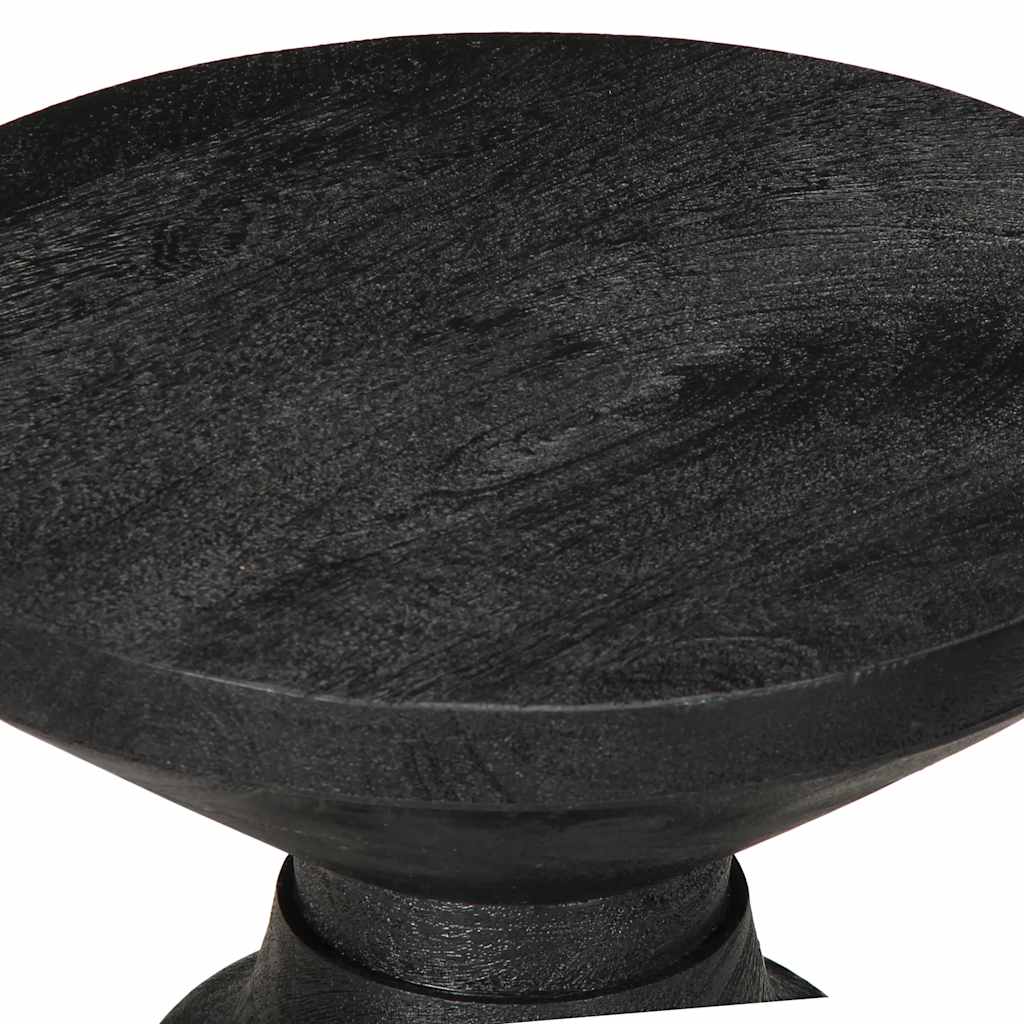 Mesa Auxiliar Madera Maciza De Mango Negra Ø33x50 Cm_3