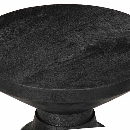 Mesa Auxiliar Madera Maciza De Mango Negra Ø33x50 Cm_3