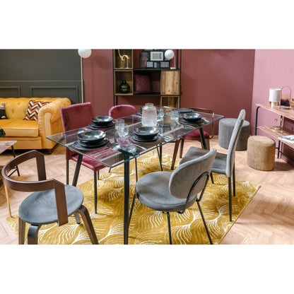 Juego De 6 Sillas De Comedor Vintage De Terciopelo Gris 44x53x92cm - Muebles De Comedor_1