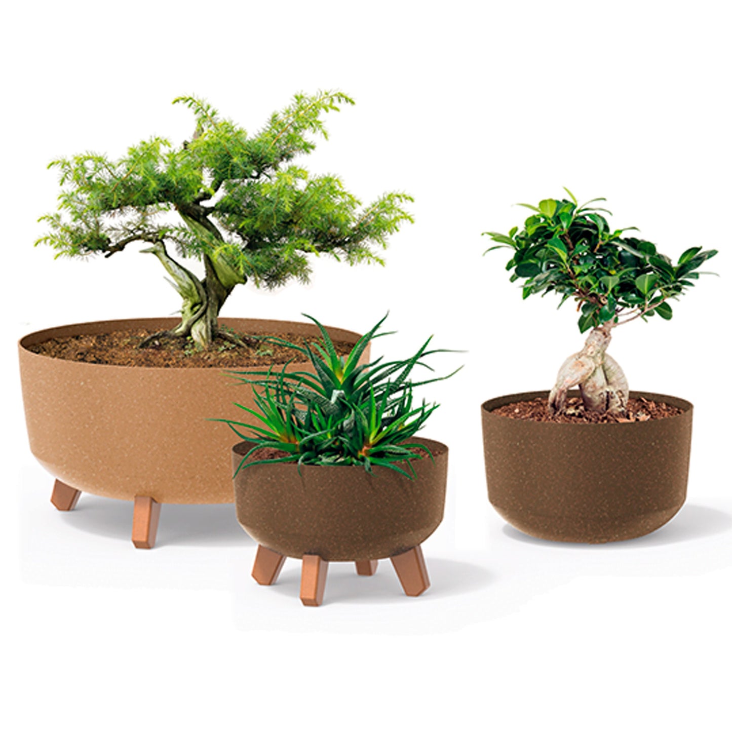 Macetero Color Café,sin Depósito , Colección Gracia De 28,5 X 28,5 X 22 Cm, Capacidad De 9,8 L.