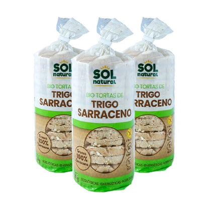 Embalagem de 3 panquecas de trigo sarraceno biológica sem glúten Sol Natural 100 g