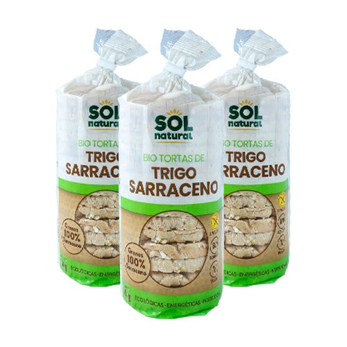 Embalagem de 3 panquecas de trigo sarraceno biológica sem glúten Sol Natural 100 g