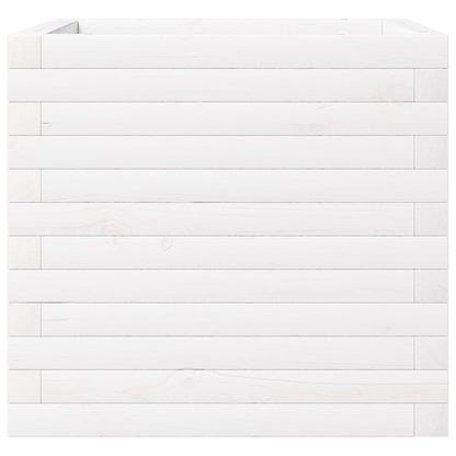 Jardinera De Madera Maciza De Pino Blanca 50x50x46 Cm_5