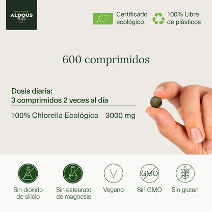 Chlorella Orgânica Premium, Aldous Bio, 600 comprimidos