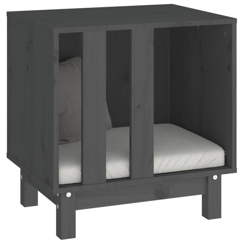 Vidaxl Caseta Para Perros Madera Maciza De Pino Gris 50x40x52 Cm_3