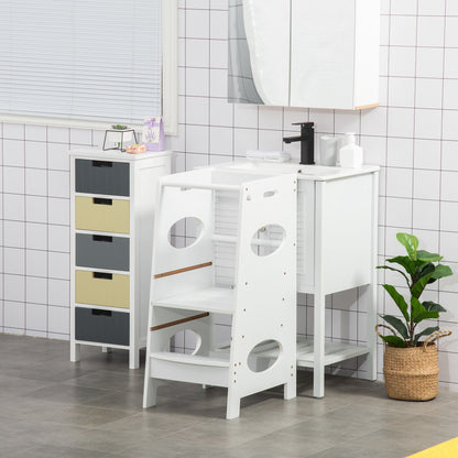 Homcom Torre De Aprendizaje De Madera Para Niños Con Altura Ajustable 40x50x90cm_1