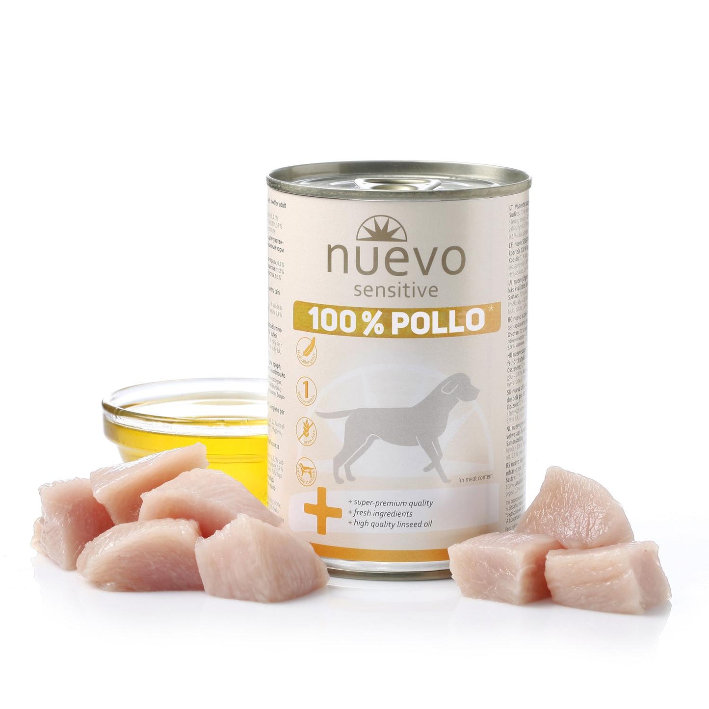 Nuevo Lata Perro Sensitive 100% Pollo 400 g monoprotéica