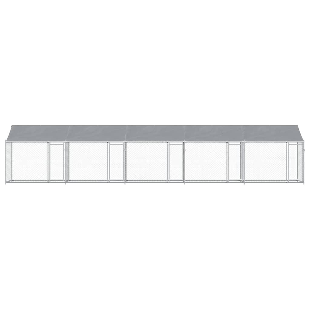 Jaula De Perros Techo Y Puertas Acero Galvanizado Gris 10x2x2 M_3