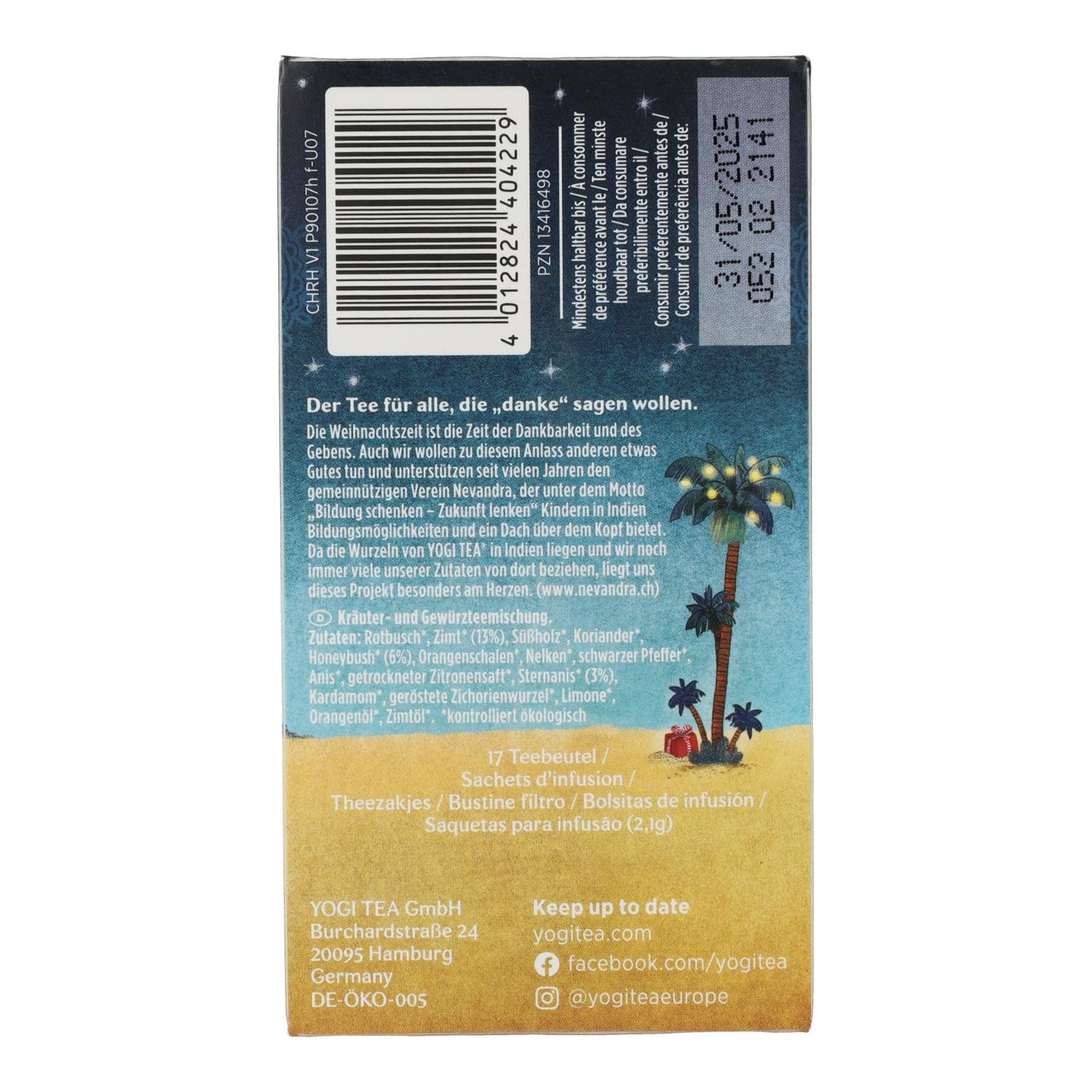 Yogi Tea BIO Chá de Natal 17 saquetas