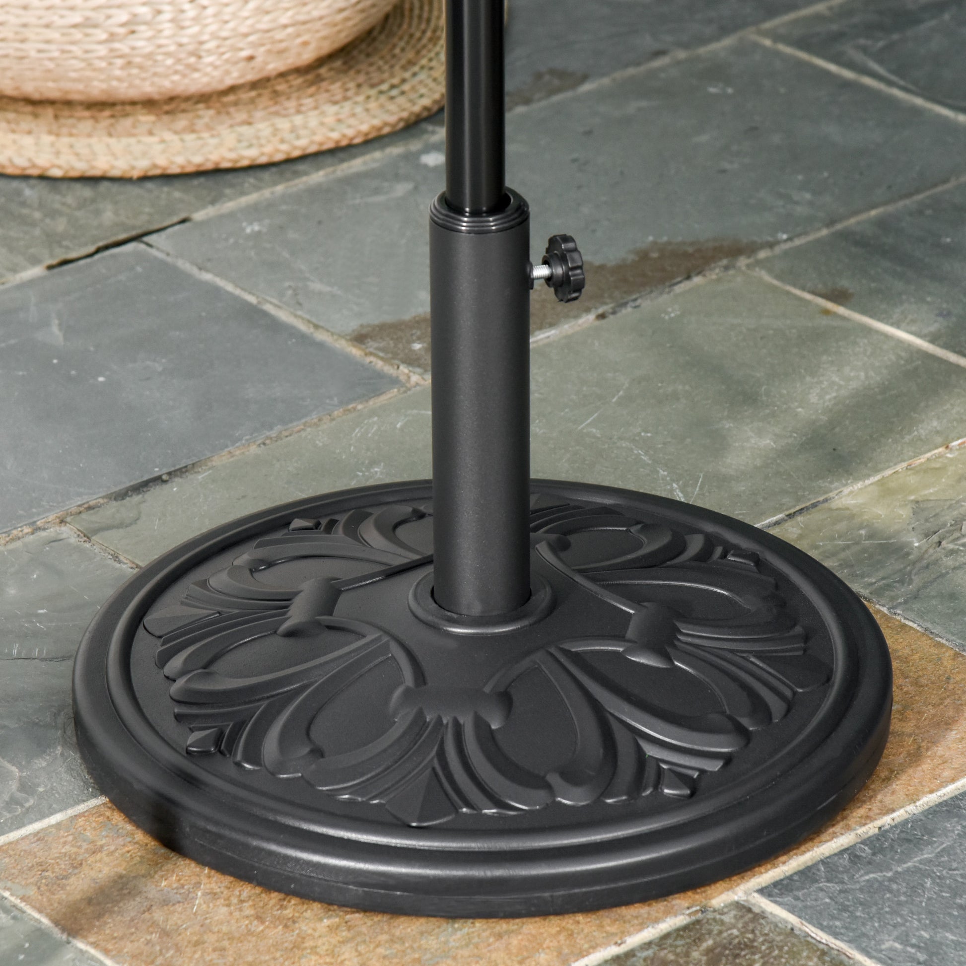 Outsunny Base De Sombrilla Redondo Peso 13 Kg De Hdpe Y Cemento Ø48x34 Cm Negro_1