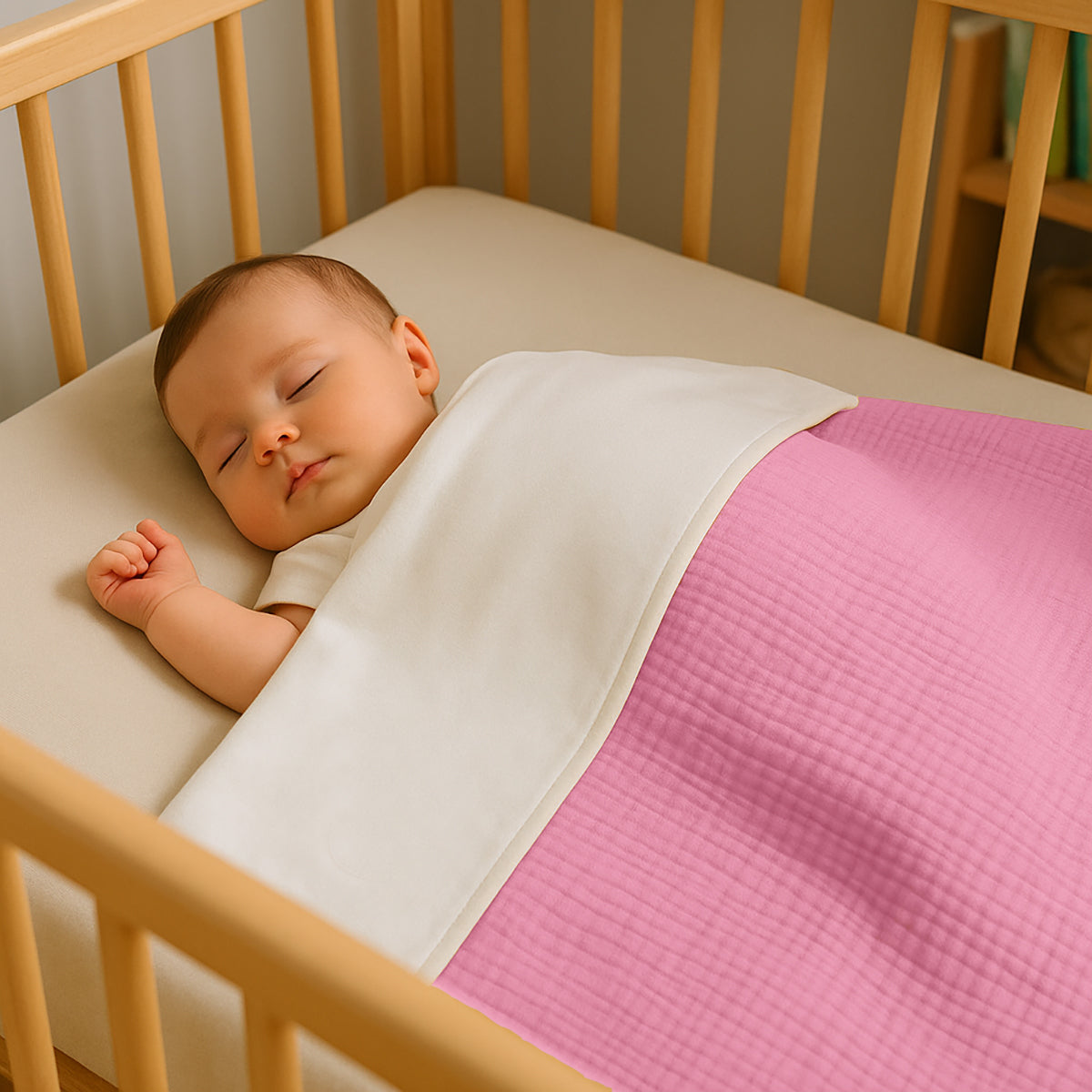 Manta De Algodón Orgánico Rex Blanca Y Rosa_4