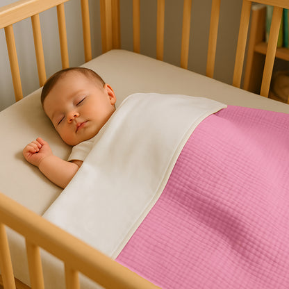 Manta De Algodón Orgánico Rex Blanca Y Rosa_4