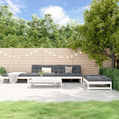 Vidaxl Juego De Sofás De Jardín 5 Piezas Madera Maciza De Pino Blanco_1