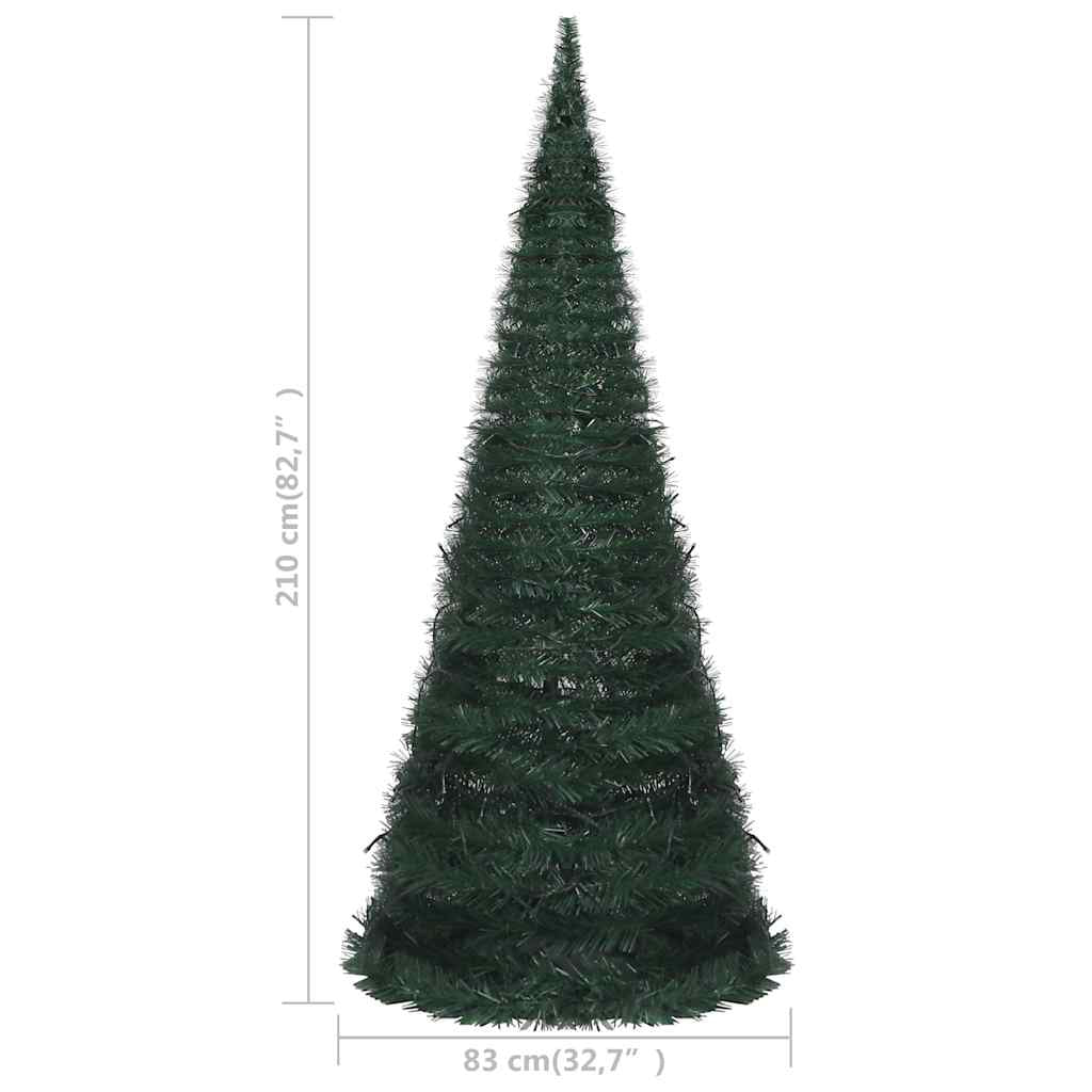 Vidaxl Árbol De Navidad Emergente Preiluminado Con Luces Verde 210 Cm_2