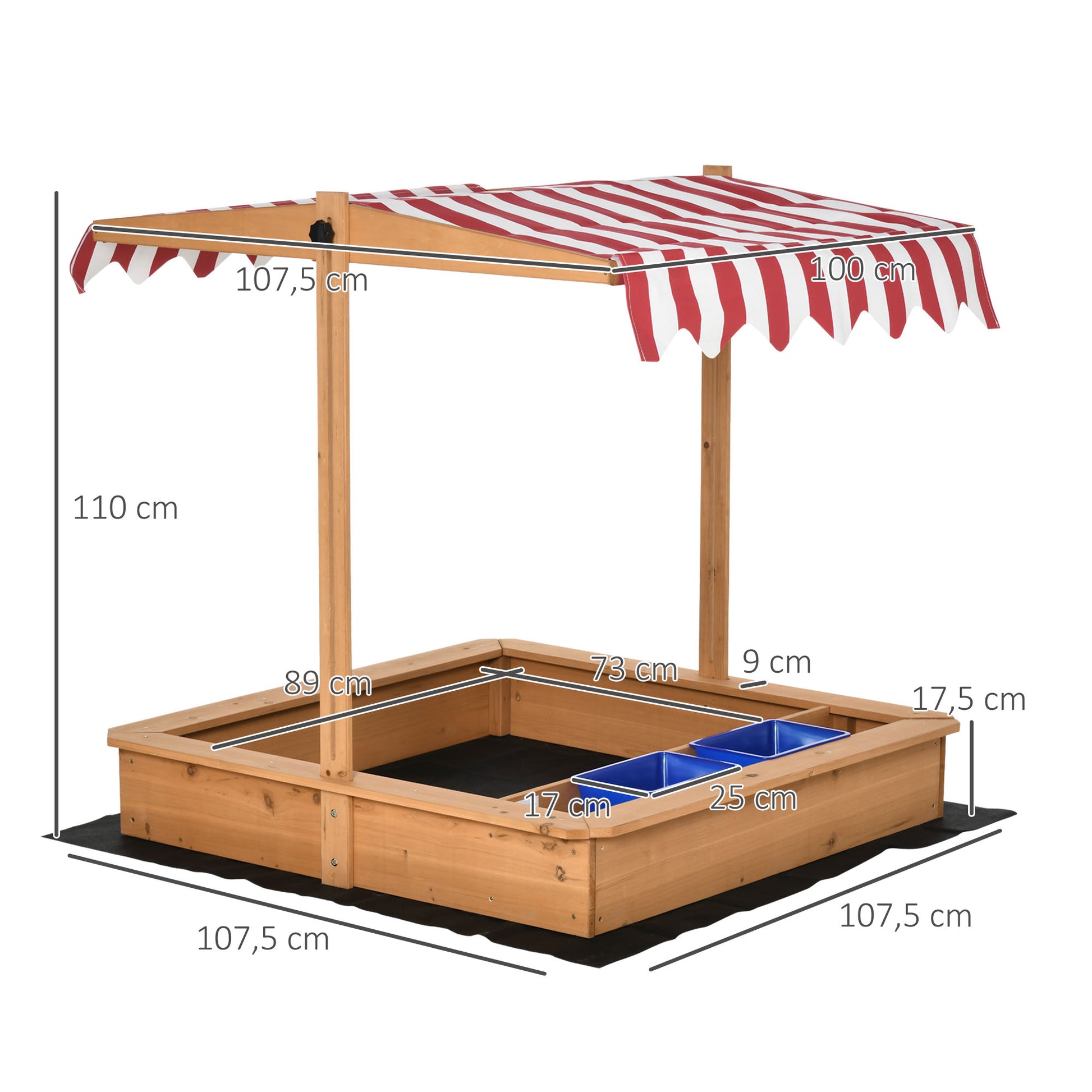 Outsunny Arenero Infantil Con Techo Inclinable Y Ajustable Para Niños De +3 Años_2