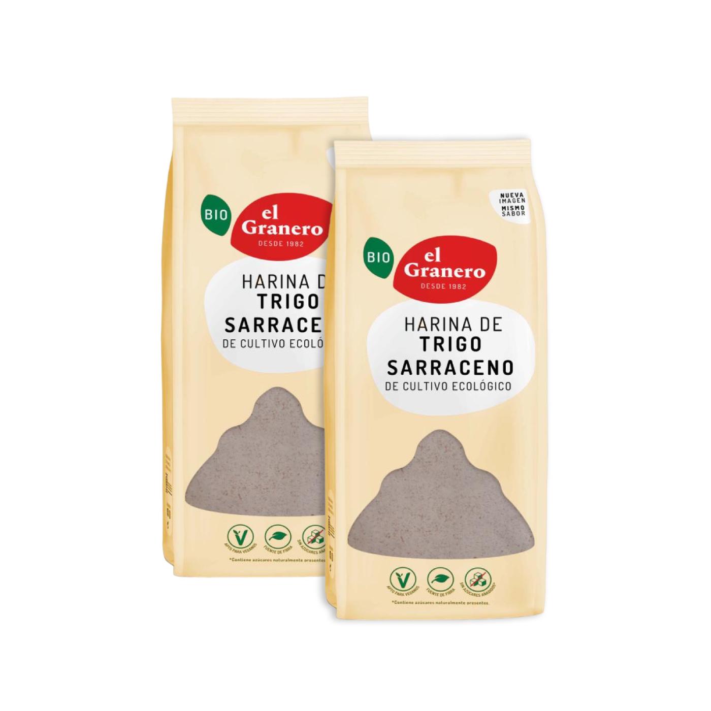 Embalagem de 2 Farinhas de Trigo Sarraceno Biológicas El Granero 1 kg