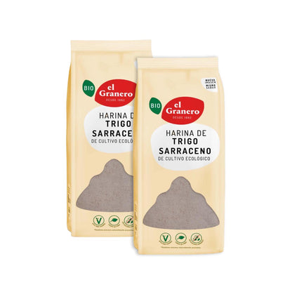 Embalagem de 2 Farinhas de Trigo Sarraceno Biológicas El Granero 1 kg