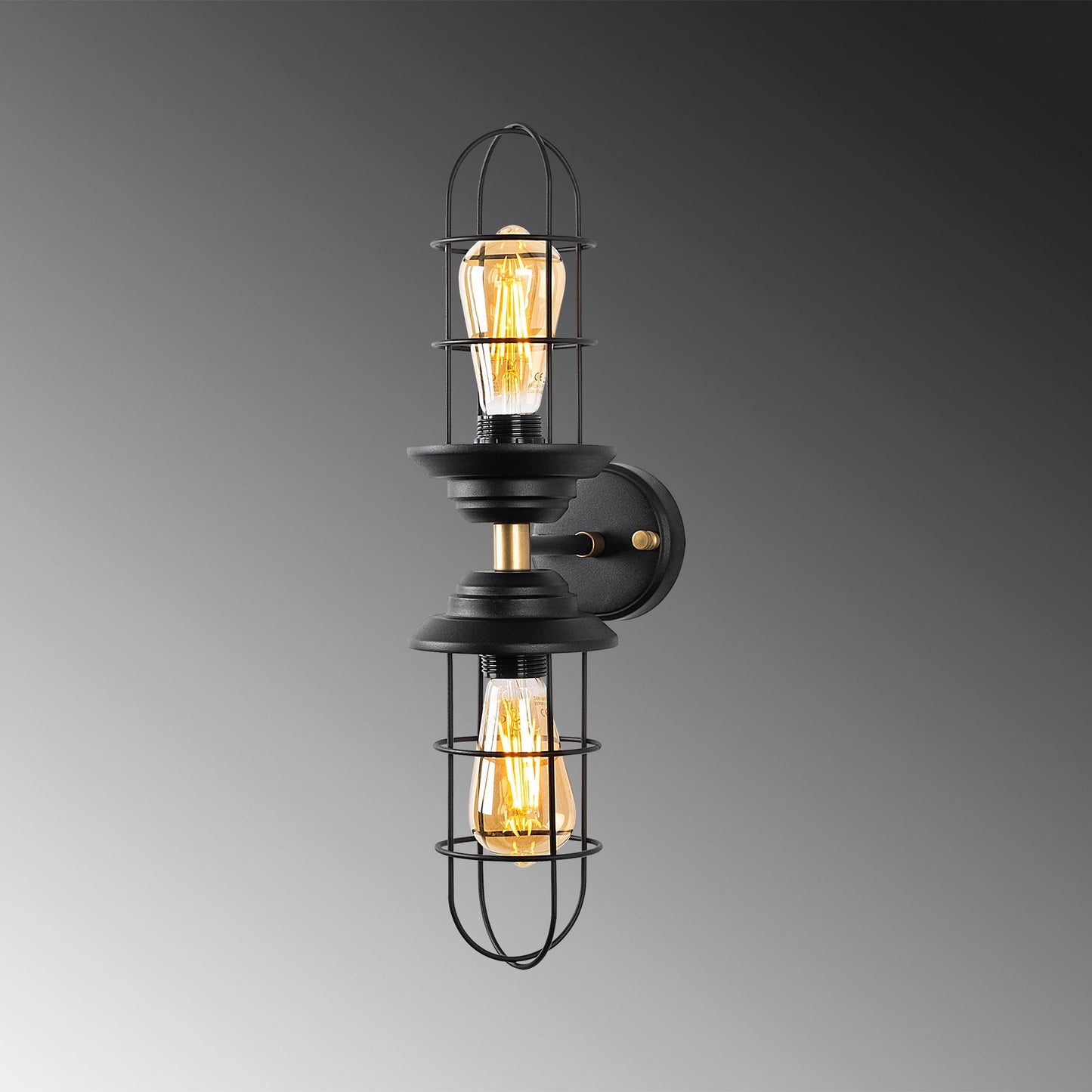 Aplique De Pared, Metal , Negro, 12x20x51, Casquillo 2 X E27 Max 40 W_4