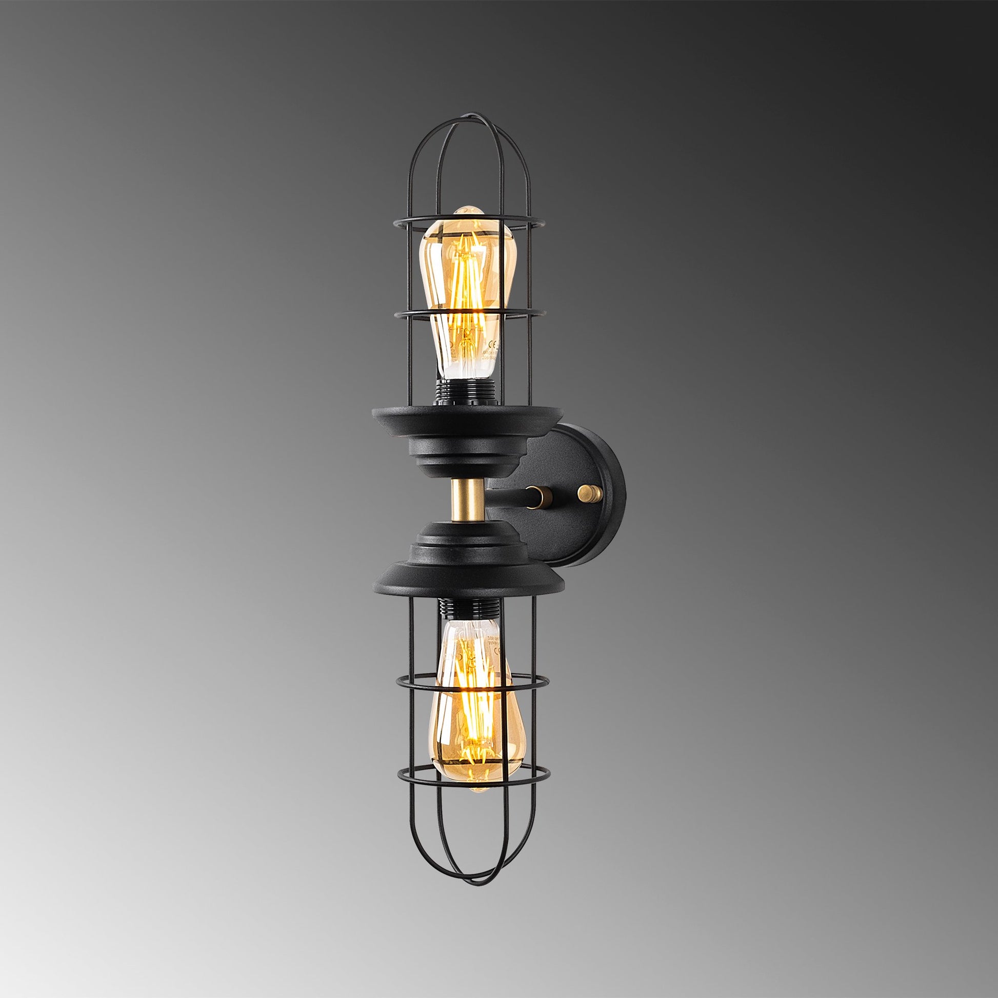 Aplique De Pared, Metal , Negro, 12x20x51, Casquillo 2 X E27 Max 40 W_4