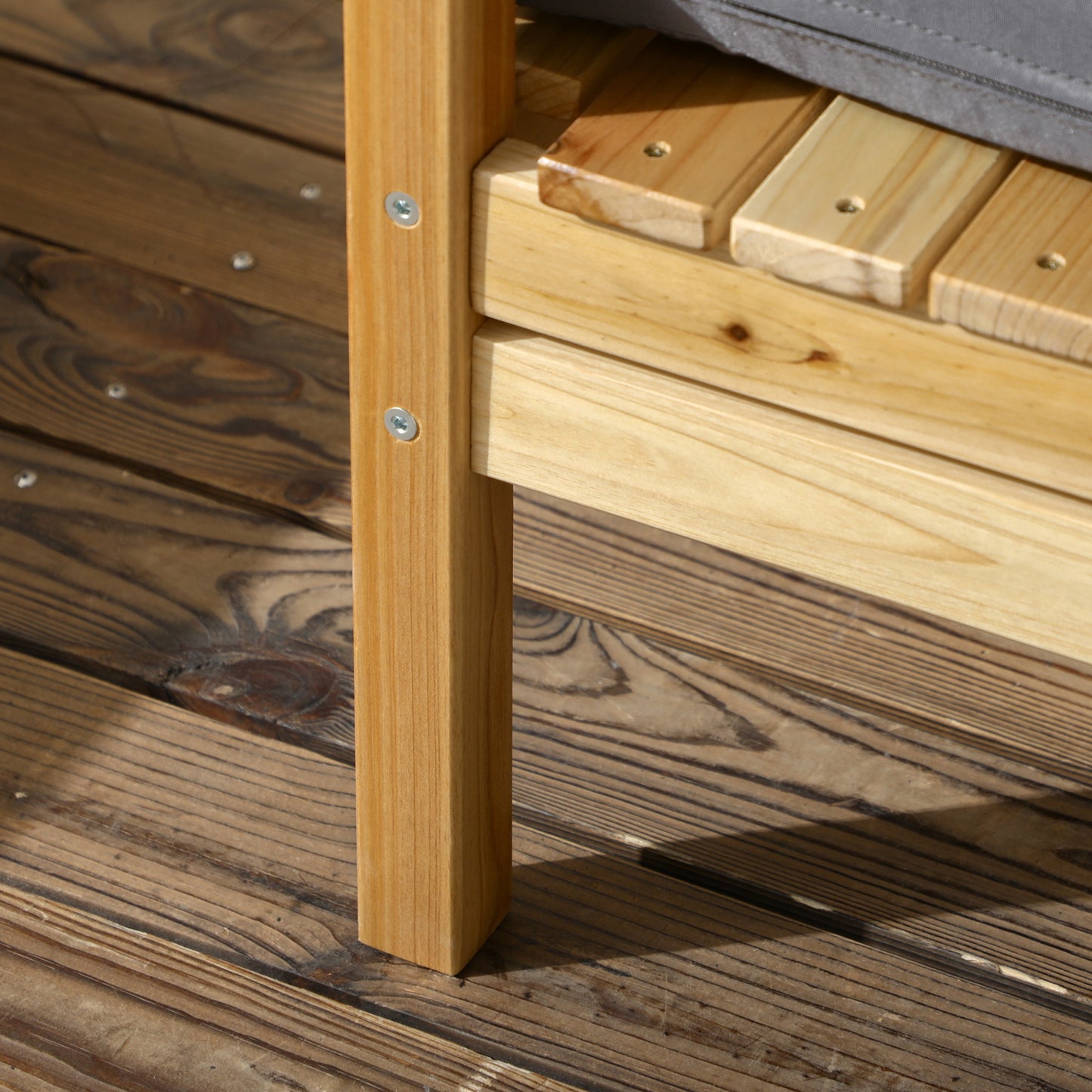 Outsunny Conjunto De Muebles De Jardín De Madera 5 Piezas Con 4 Sofás Y Mesa_4