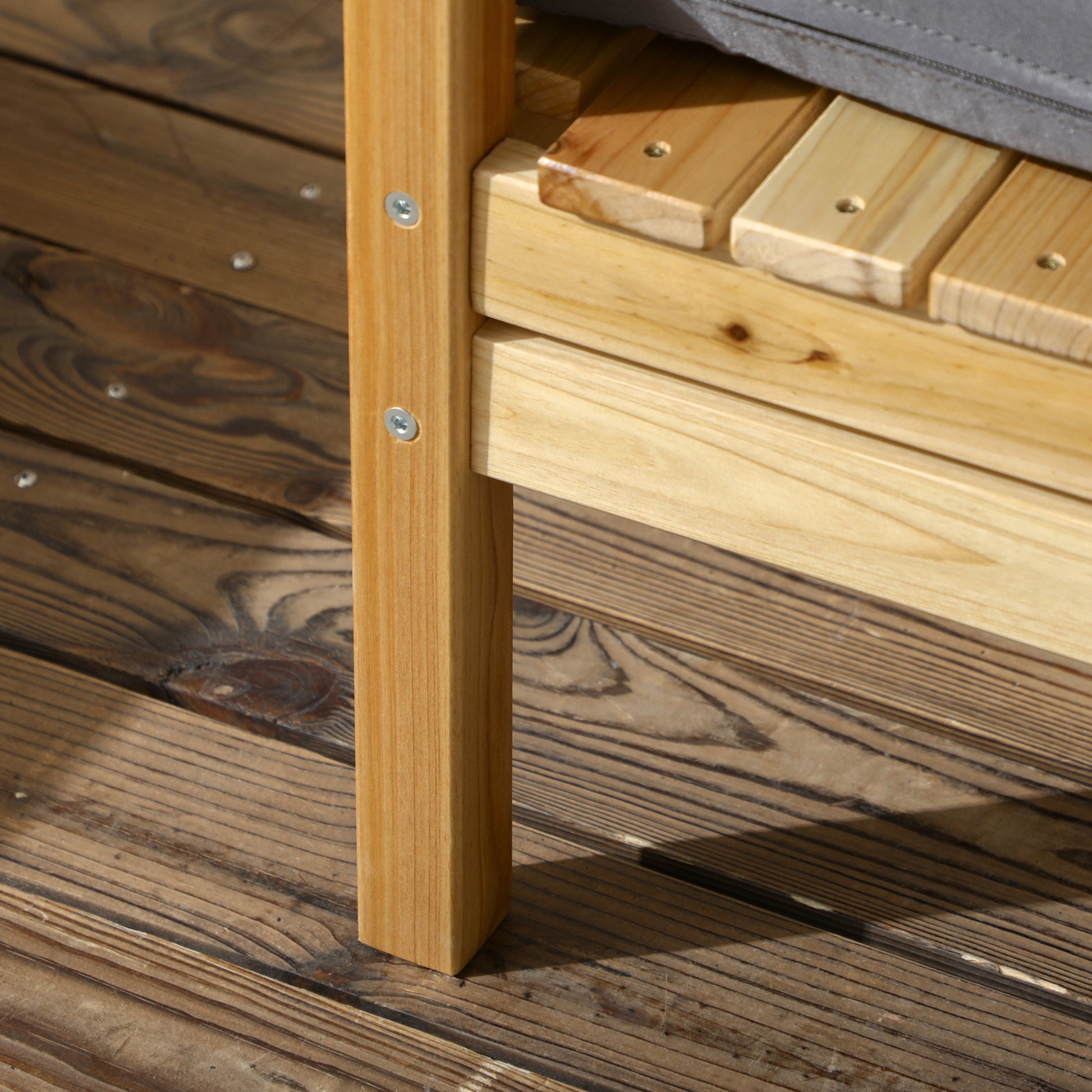 Outsunny Conjunto De Muebles De Jardín De Madera 5 Piezas Con 4 Sofás Y Mesa_4