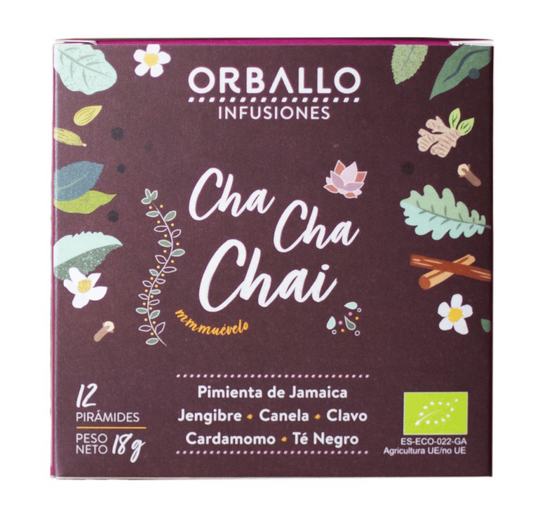 Infusão orgânica de cha cha chai 12 pirâmides