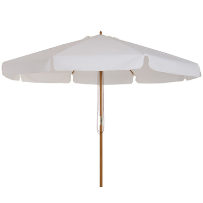 Outsunny Sombrilla Jardín Ø325x250cm Sistema De Polea Techo De Ventilación Beige_0