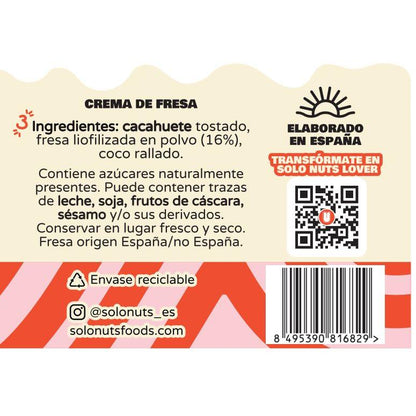 SOLONUTS Creme de Amendoim e Morango 100% natural 200 g