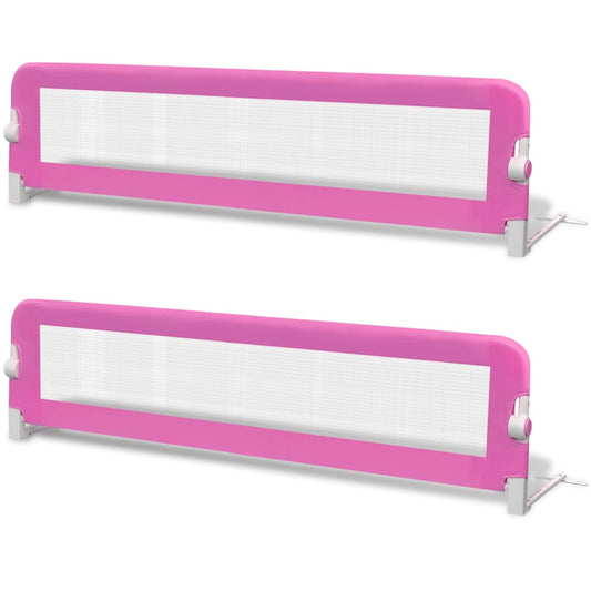 Barandilla De Seguridad Cama De Niño 2 Uds Rosa 150x42 Cm_0