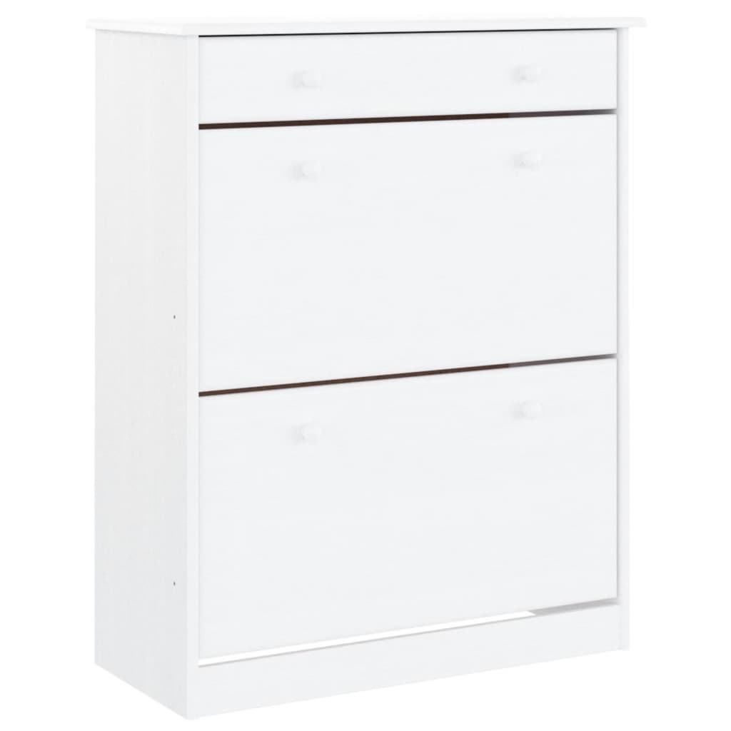 Mueble Zapatero Alta Madera Maciza De Pino Blanco 77x35x96 Cm / Vetonek_3