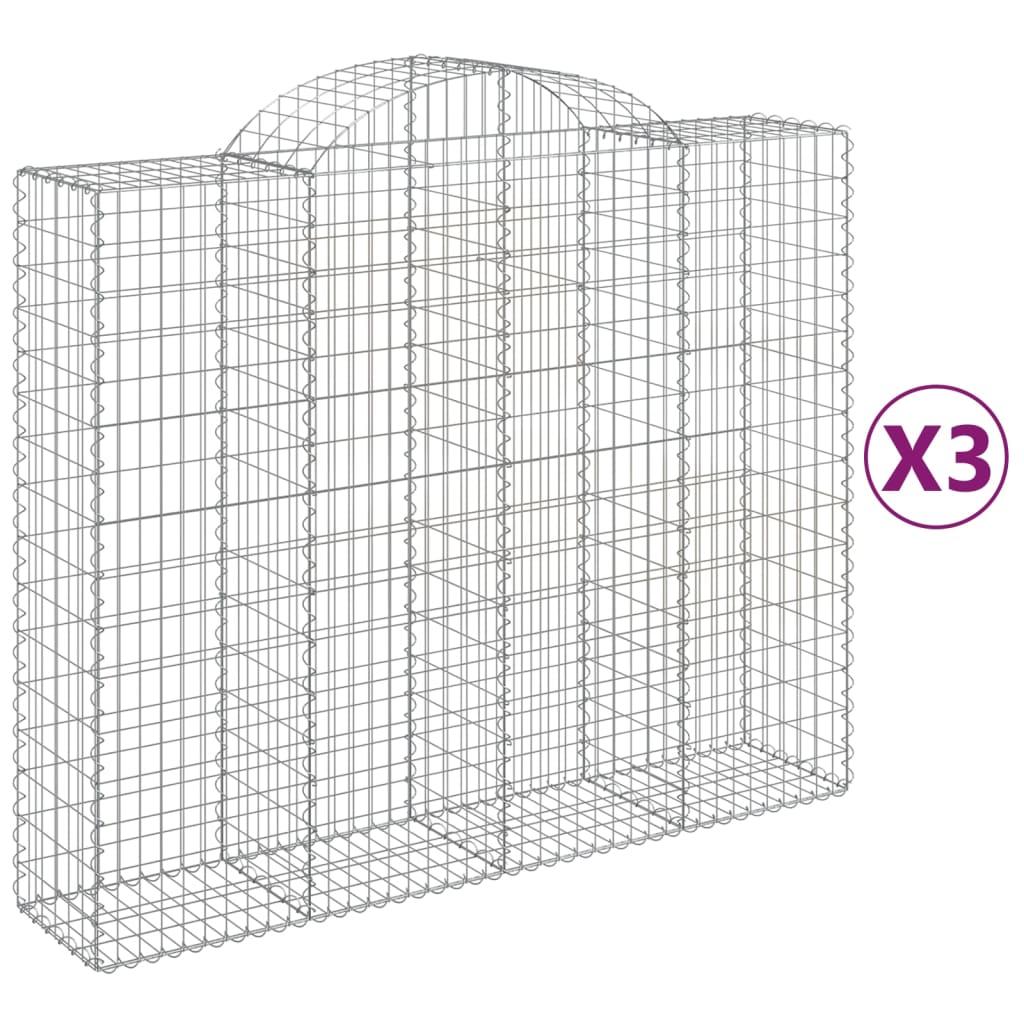 Cestas De Gaviones 3 Uds Forma De Arco Hierro 200x50x160/180 Cm_0