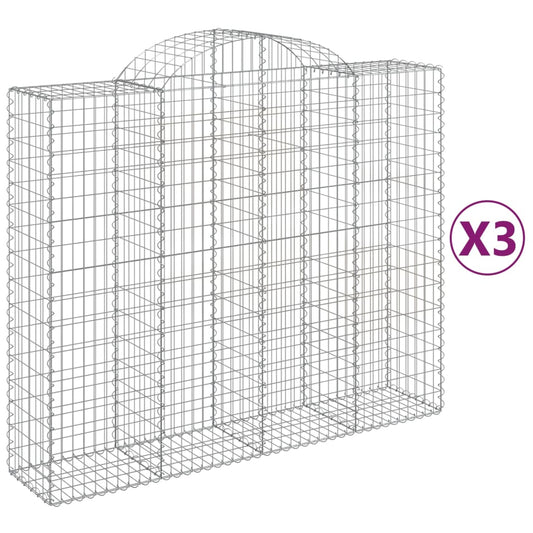 Cestas De Gaviones 3 Uds Forma De Arco Hierro 200x50x160/180 Cm_0