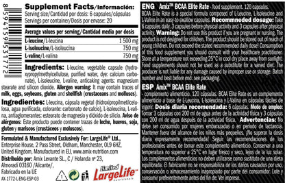 Bcaa Elite Rate 2:1:1 - 120 Cápsulas - Bcaa Ramificados - Amix Nutrition_5