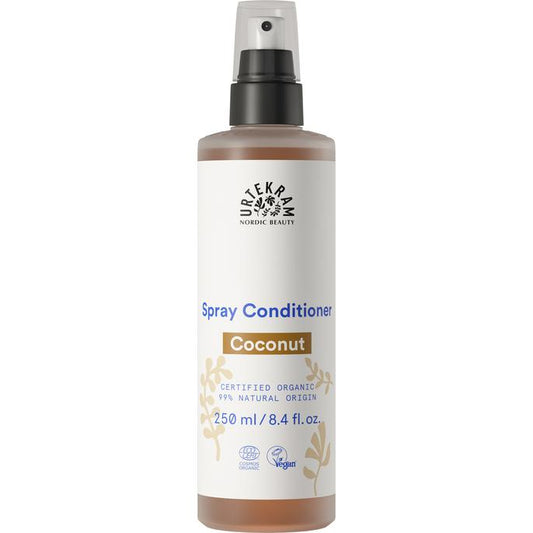 Condicionador em spray de coco Urtekram para cabelos normais 250 ml 