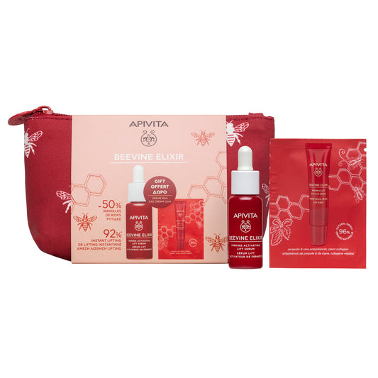 Bolsa de higiene pessoal PRESENTE + 10ml de sérum lifting + 2ml de creme de contorno de olhos Apivita