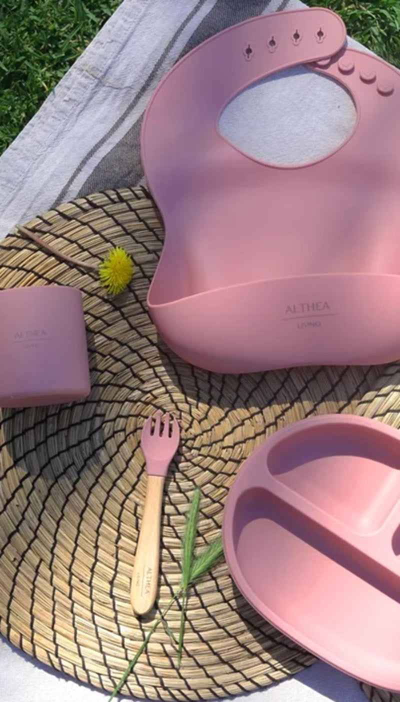 Vajilla De Silicona Orgánica - 8 Piezas - Rosa Profundo._1