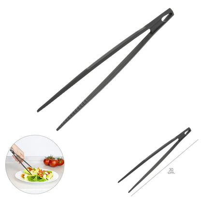 Pinzas De Cocina, Color Negro, Fabricadas En Nylon, 30cm.