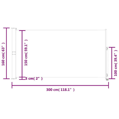 Vidaxl Toldo Lateral Retráctil De Jardín Crema160x300 Cm_2