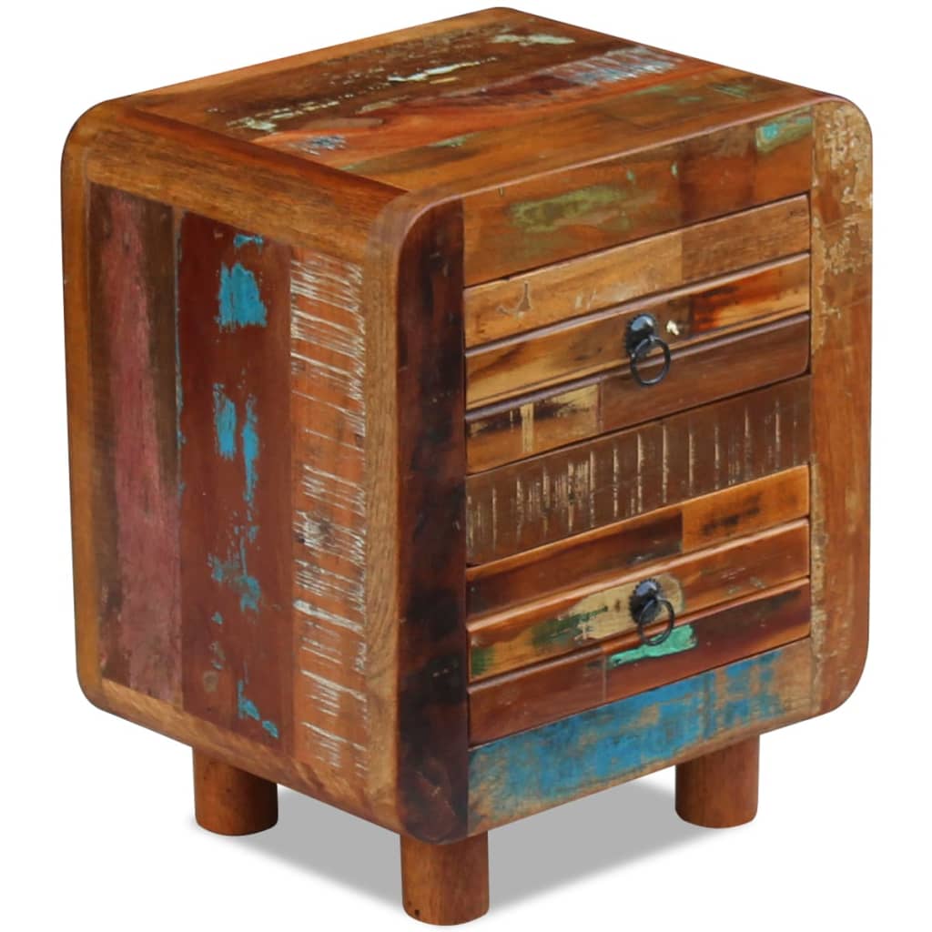 Mesita De Noche De Madera Maciza Reciclada 43x33x51 Cm_4